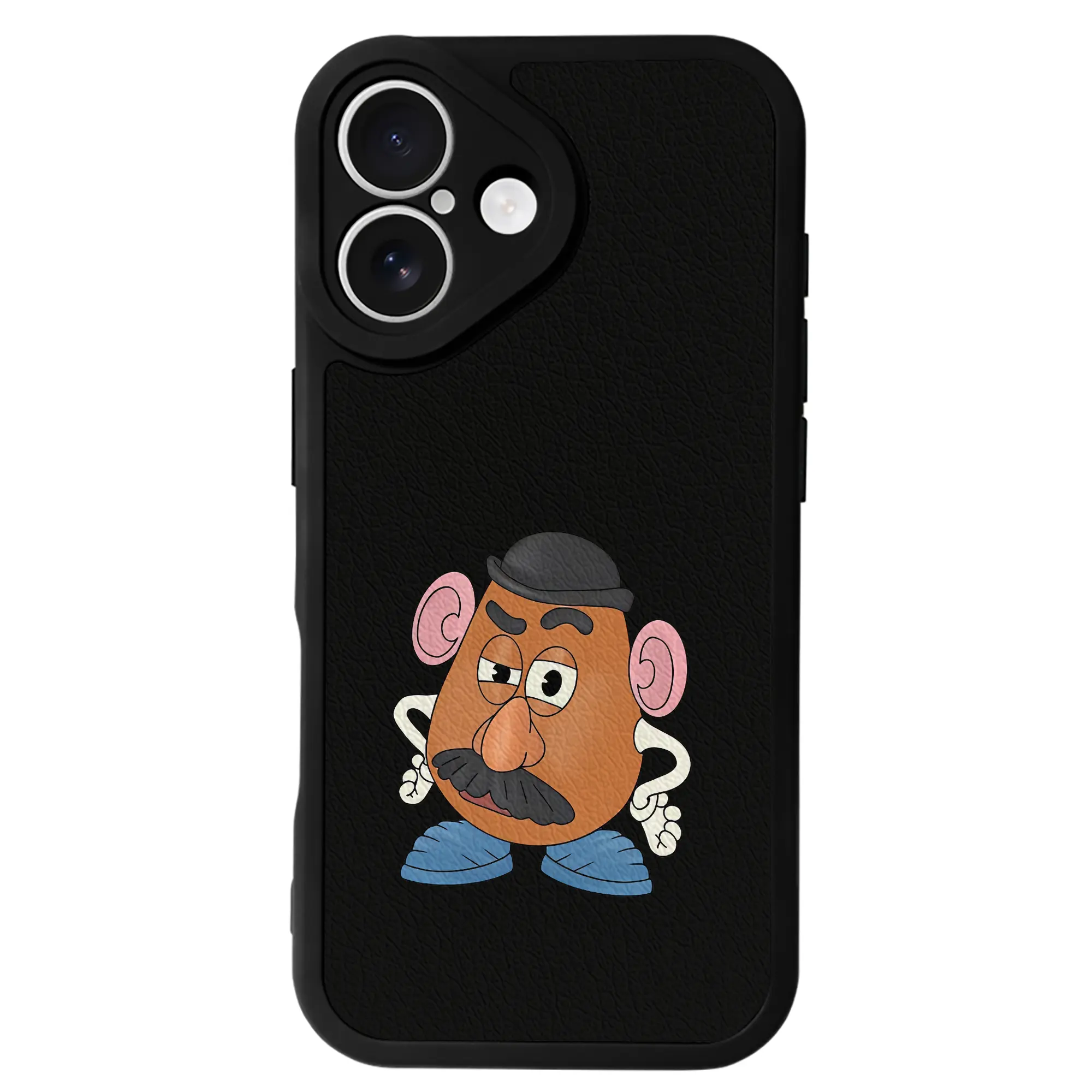 トイ・ストーリー グッズ ミスター・ポテトヘッド - IPhone 16シリーズ対応 ・ シリコンスマホケース ・ レザー調 ・ 高精度フィット ・ 耐衝撃 ・ ワイヤレス充電対応 ・ 精密カット